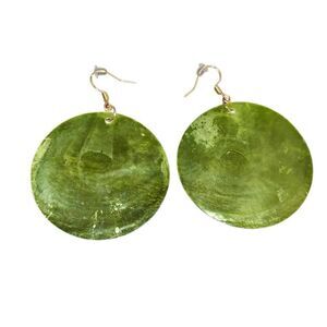 Boho Green Shell Round Earrings